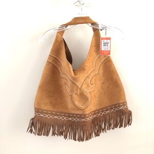 Oversized Montana West Tan Hobo Bag with Fringe